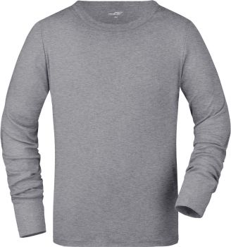 James & Nicholson | Pánské žebrované tričko s dlouhým rukávem grey heather XXL