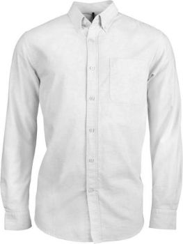 LONG-SLEEVED WASHED OXFORD COTTON SHIRT White L