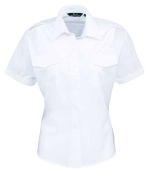 WOMEN'S SHORT SLEEVE PILOT SHIRT White S