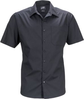 James & Nicholson | Popelínová business košile s krátkým rukávem black M