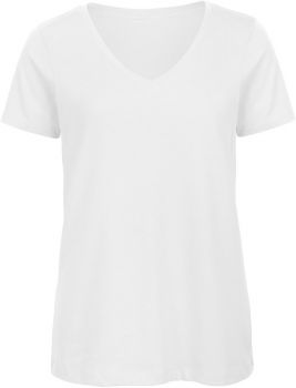 B&C | Dámské tričko s výstřihem do V white M