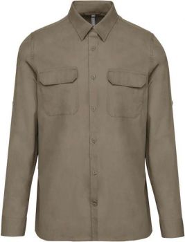 MEN'S LONG-SLEEVED SAFARI SHIRT Light Khaki L