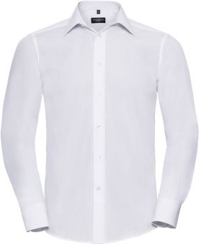 Russell | Popelínová košile s dlouhým rukávem white XL