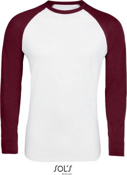 SOL'S | Pánské raglánové tričko s dlouhým rukávem white/burgundy XXL