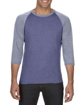 ADULT TRI-BLEND ¾ SLEEVE RAGLAN TEE Heather Blue/Heather Grey L