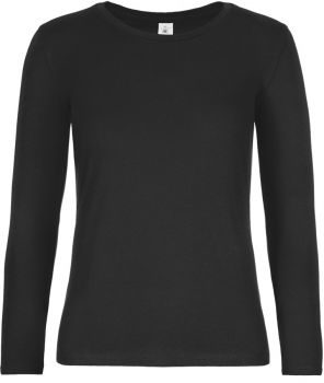 B&C | Dámské tričko z těžké bavlny s dlouhým rukávem black M
