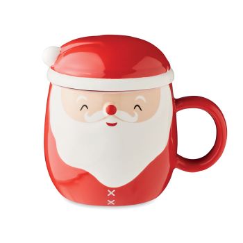 SANTA Vánoční hrnek s víčkem 370 ml red