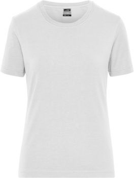 James & Nicholson | Dámské pracovní elast. tričko z bio bavlny - Solid white L