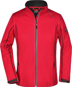 James & Nicholson | Dámská 3-vrstvá softshell bunda, odepínací rukávy red/black XXL