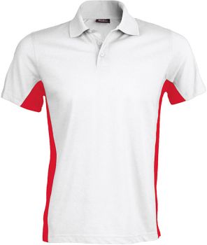 Kariban | 2-barevné piqué polo "Flag" white/red XL