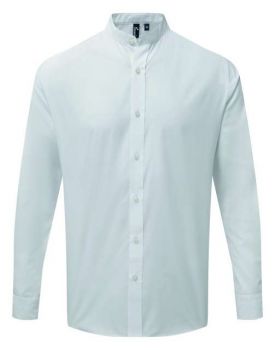 BANDED COLLAR 'GRANDAD' LONG SLEEVE SHIRT White L