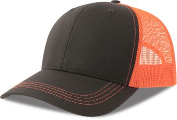 Atlantis | 6 panelová Trucker kšiltovka dark grey/orange fluo onesize