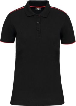 Kariban | Dámské pracovní piqué polo "Day-to-Day" black/red M