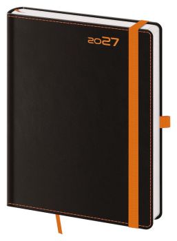 Týždenný diár B6 Black Orange s pútkom