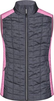 James & Nicholson | Dámská pletená hybridní vesta pink melange/anthracite melange M