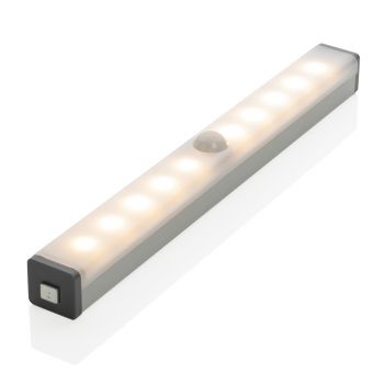 Stredné LED svetlo s pohybovým senzorom a USB nabíjaním strieborná