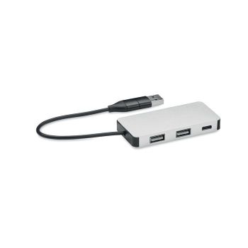 HUB-C USB rozbočovač s 20cm kabelem silver