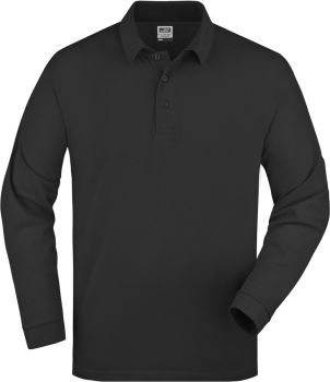 James & Nicholson | Piqué polo s dlouhým rukávem z těžké bavlny black XXL