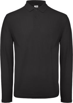 B&C | Pánské piqué polo s dlouhým rukávem black L