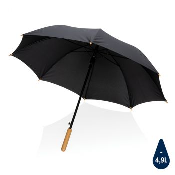 23" bambusový auto-open dáždnik Impact zo 190T RPET AWARE™ čierna