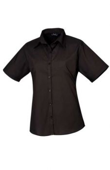 WOMEN'S SHORT SLEEVE POPLIN BLOUSE Black 2XL