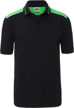 James & Nicholson | Pánské pracovní piqué polo - Color black/lime green 4XL