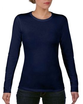 WOMEN’S FASHION BASIC FITTED LONG SLEEVE TEE Navy S