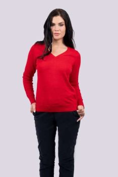 WOMEN’S V-NECK FINE GAUGE COTTON PULLOVER Black M