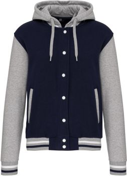 Kariban | Unisex univerzitní bunda "Teddy" navy/oxford grey/white XL