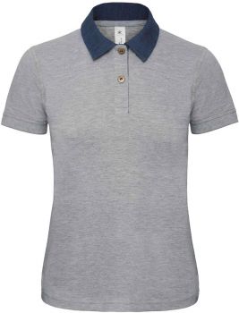 B&C | Dámské piqué polo Medium Fit denim/heather grey XL