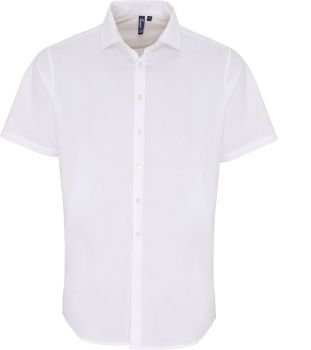 Premier | Popelínová elastická košile s krátkým rukávem white S